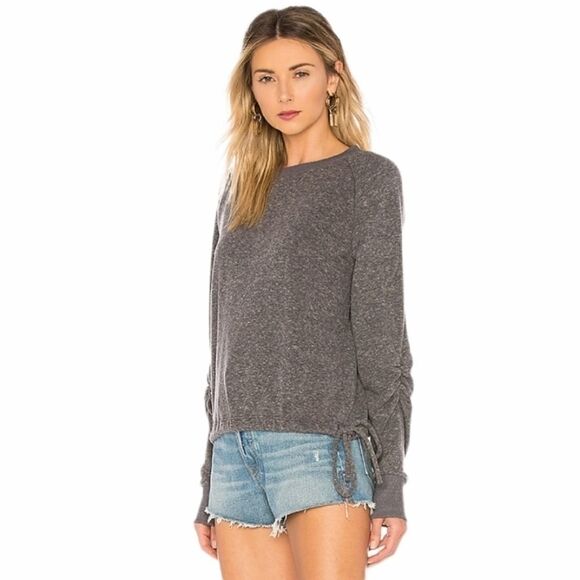 Lna Grey Cinched Crewneck Sweatshirt - Picture 1 of 9